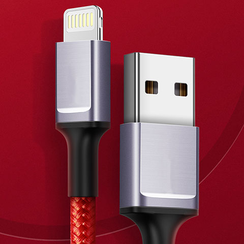 Cargador Cable USB Carga y Datos C03 para Apple iPhone 12 Pro Max Rojo