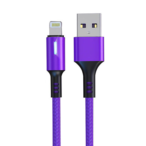 Cargador Cable USB Carga y Datos D21 para Apple iPhone 12 Pro Max Morado