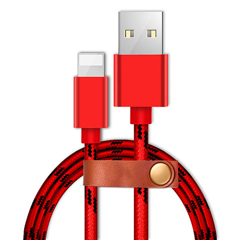 Cargador Cable USB Carga y Datos L05 para Apple iPhone 12 Max Rojo