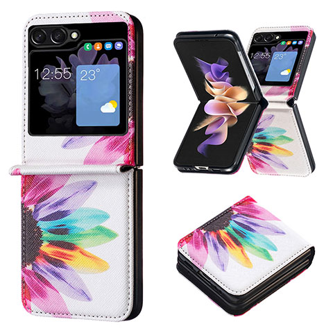 Funda Bumper Lujo Cuero y Plastico Mate Carcasa BF1 para Samsung Galaxy Z Flip5 5G Multicolor