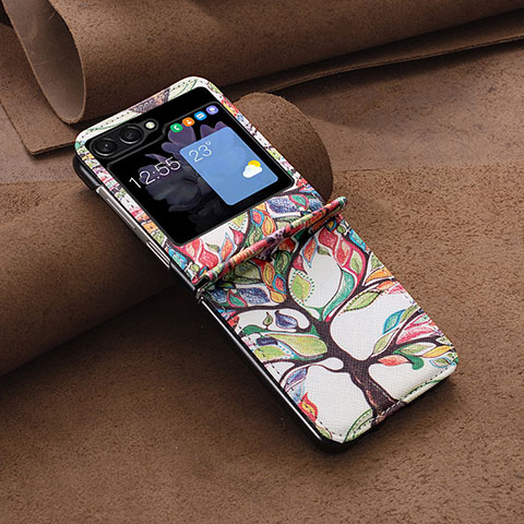 Funda Bumper Lujo Cuero y Plastico Mate Carcasa BF2 para Samsung Galaxy Z Flip5 5G Rosa