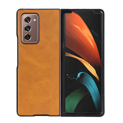 Funda Bumper Lujo Cuero y Plastico Mate Carcasa BH4 para Samsung Galaxy Z Fold2 5G Naranja