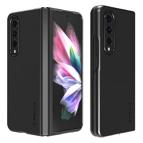 Funda Bumper Lujo Cuero y Plastico Mate Carcasa LC2 para Samsung Galaxy Z Fold4 5G Negro