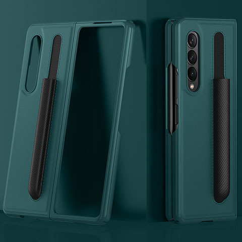 Funda Bumper Lujo Cuero y Plastico Mate Carcasa S02 para Samsung Galaxy Z Fold4 5G Verde