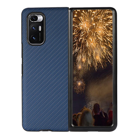 Funda Bumper Lujo Cuero y Plastico Mate Carcasa S07 para Xiaomi Mix Fold 5G Azul