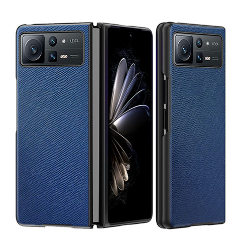 Funda Bumper Lujo Cuero y Plastico Mate Carcasa S08 para Xiaomi Mix Fold 2 5G Azul