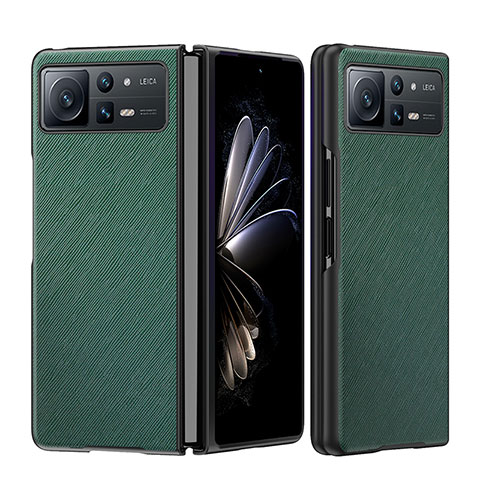 Funda Bumper Lujo Cuero y Plastico Mate Carcasa S08 para Xiaomi Mix Fold 2 5G Verde