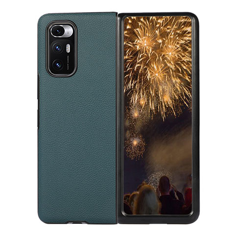 Funda Bumper Lujo Cuero y Plastico Mate Carcasa S10 para Xiaomi Mix Fold 5G Verde