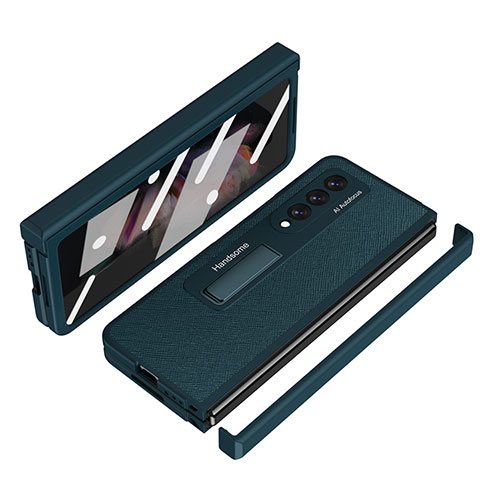 Funda Bumper Lujo Cuero y Plastico Mate Carcasa ZL7 para Samsung Galaxy Z Fold3 5G Verde