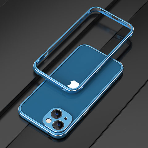 Funda Bumper Lujo Marco de Aluminio Carcasa A01 para Apple iPhone 13 Azul