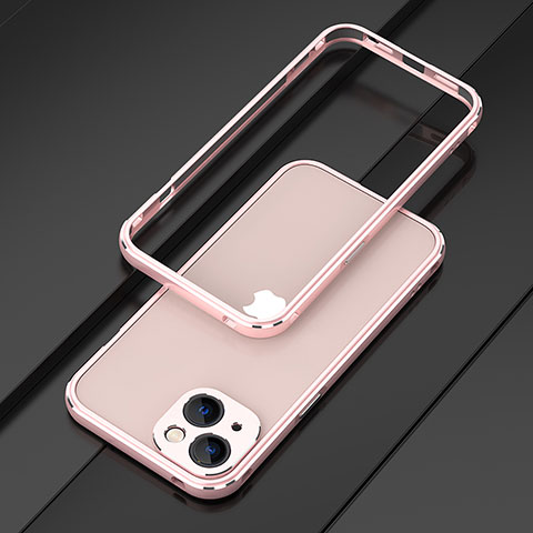 Funda Bumper Lujo Marco de Aluminio Carcasa A01 para Apple iPhone 13 Oro Rosa
