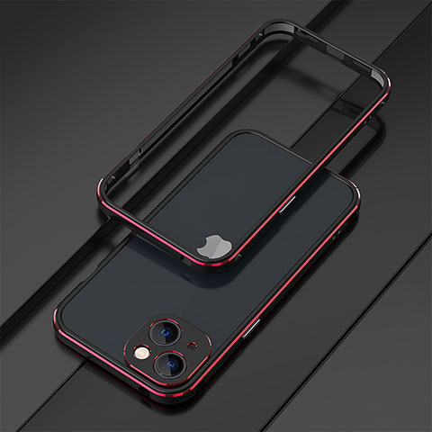 Funda Bumper Lujo Marco de Aluminio Carcasa A01 para Apple iPhone 13 Rojo y Negro