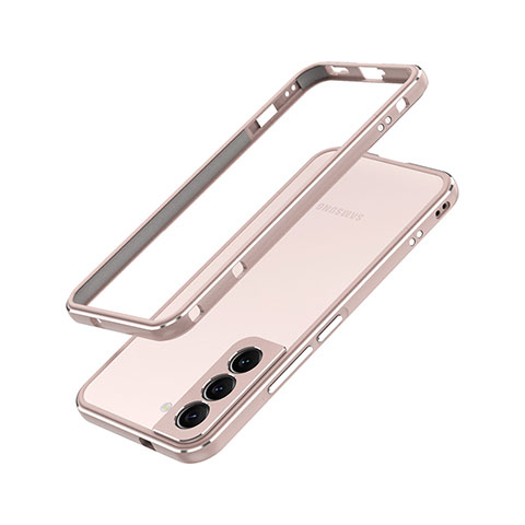 Funda Bumper Lujo Marco de Aluminio Carcasa A01 para Samsung Galaxy S22 5G Oro Rosa