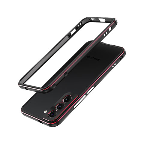 Funda Bumper Lujo Marco de Aluminio Carcasa A01 para Samsung Galaxy S22 Plus 5G Rojo y Negro