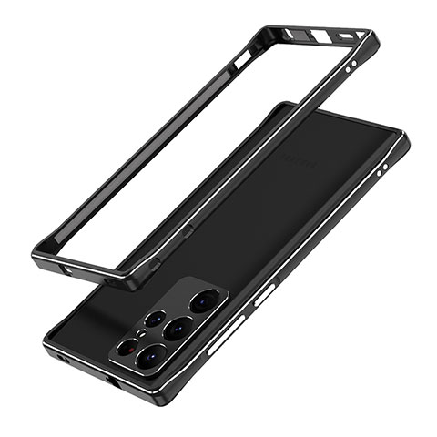 Funda Bumper Lujo Marco de Aluminio Carcasa A01 para Samsung Galaxy S22 Ultra 5G Negro