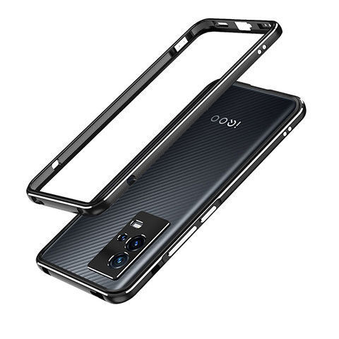 Funda Bumper Lujo Marco de Aluminio Carcasa A01 para Vivo iQOO 8 Pro 5G Plata y Negro