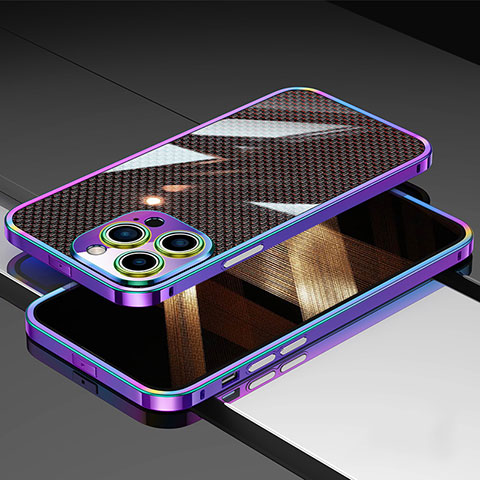 Funda Bumper Lujo Marco de Aluminio Carcasa A02 para Apple iPhone 14 Pro Max Azul