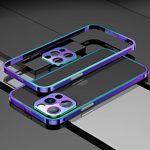 Funda Bumper Lujo Marco de Aluminio Carcasa A03 para Apple iPhone 13 Pro Azul