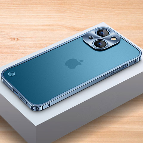 Funda Bumper Lujo Marco de Aluminio Carcasa A04 para Apple iPhone 13 Azul