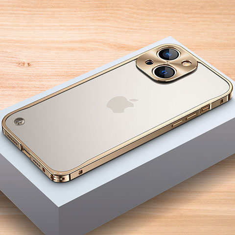Funda Bumper Lujo Marco de Aluminio Carcasa A04 para Apple iPhone 13 Oro