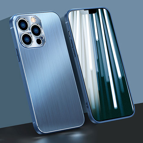 Funda Bumper Lujo Marco de Aluminio Carcasa A05 para Apple iPhone 13 Pro Azul
