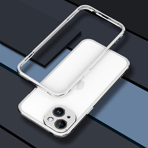 Funda Bumper Lujo Marco de Aluminio Carcasa JZ1 para Apple iPhone 13 Plata