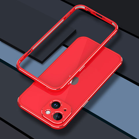 Funda Bumper Lujo Marco de Aluminio Carcasa JZ1 para Apple iPhone 14 Plus Rojo
