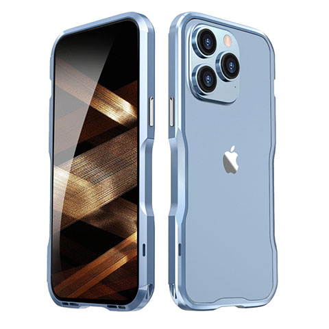 Funda Bumper Lujo Marco de Aluminio Carcasa LF2 para Apple iPhone 14 Pro Azul