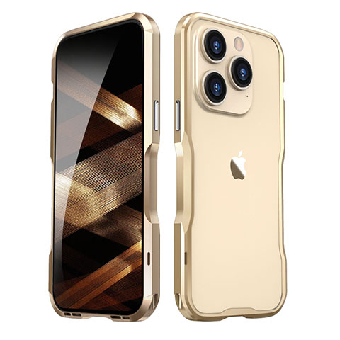 Funda Bumper Lujo Marco de Aluminio Carcasa LF2 para Apple iPhone 14 Pro Max Oro