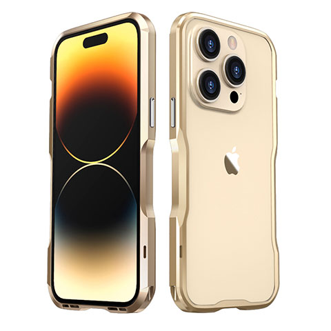 Funda Bumper Lujo Marco de Aluminio Carcasa LF3 para Apple iPhone 14 Pro Max Oro