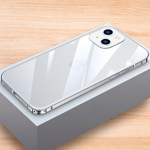 Funda Bumper Lujo Marco de Aluminio Carcasa LK1 para Apple iPhone 14 Plus Plata