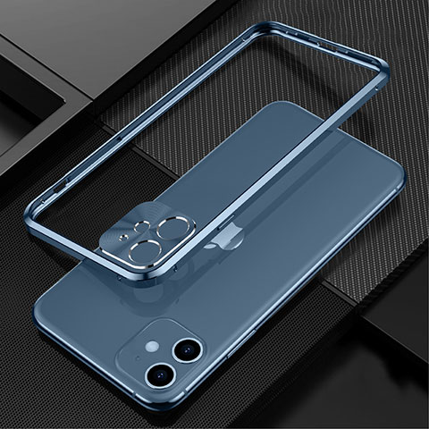 Funda Bumper Lujo Marco de Aluminio Carcasa N01 para Apple iPhone 12 Mini Azul