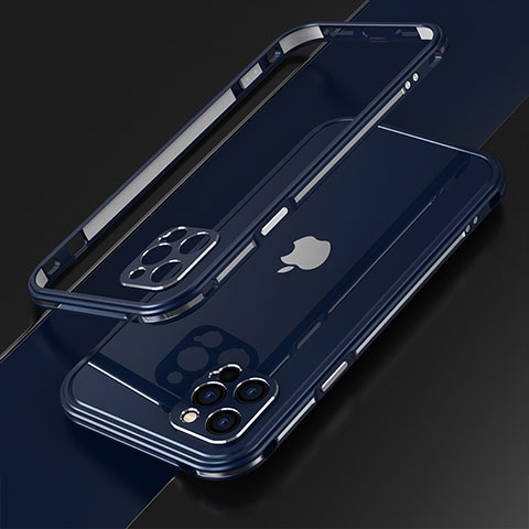 Funda Bumper Lujo Marco de Aluminio Carcasa N01 para Apple iPhone 12 Pro Azul
