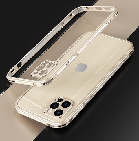 Funda Bumper Lujo Marco de Aluminio Carcasa N01 para Apple iPhone 12 Pro Oro