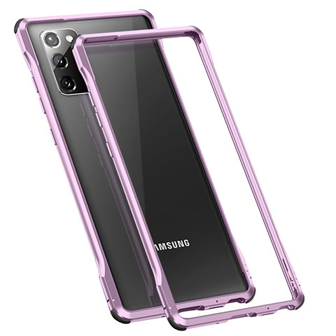 Funda Bumper Lujo Marco de Aluminio Carcasa N01 para Samsung Galaxy Note 20 5G Purpura Claro