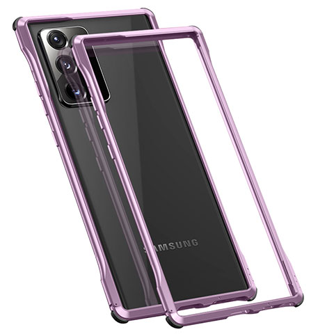 Funda Bumper Lujo Marco de Aluminio Carcasa N01 para Samsung Galaxy Note 20 Ultra 5G Purpura Claro