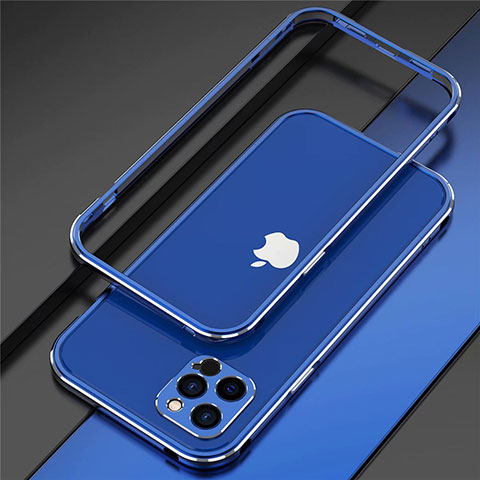Funda Bumper Lujo Marco de Aluminio Carcasa N02 para Apple iPhone 12 Pro Azul