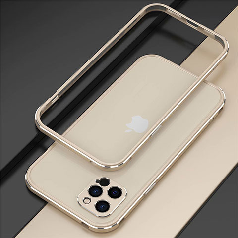 Funda Bumper Lujo Marco de Aluminio Carcasa N02 para Apple iPhone 12 Pro Oro