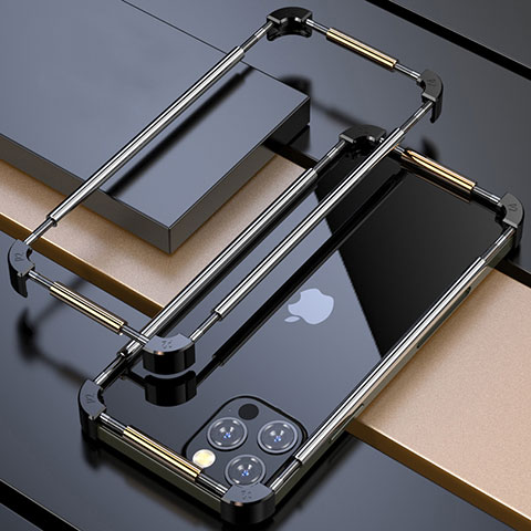 Funda Bumper Lujo Marco de Aluminio Carcasa N03 para Apple iPhone 12 Pro Max Oro