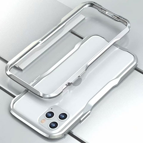 Funda Bumper Lujo Marco de Aluminio Carcasa para Apple iPhone 11 Pro Max Plata