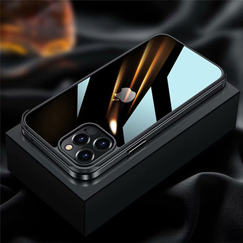 Funda Bumper Lujo Marco de Aluminio Carcasa para Apple iPhone 12 Pro Negro