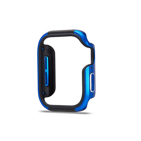 Funda Bumper Lujo Marco de Aluminio Carcasa para Apple iWatch 5 40mm Azul y Negro