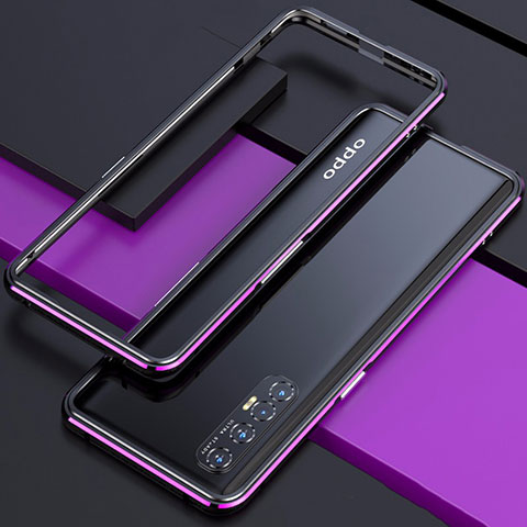 Funda Bumper Lujo Marco de Aluminio Carcasa para Oppo Find X2 Neo Morado