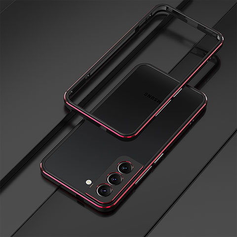 Funda Bumper Lujo Marco de Aluminio Carcasa para Samsung Galaxy S22 5G Rojo y Negro