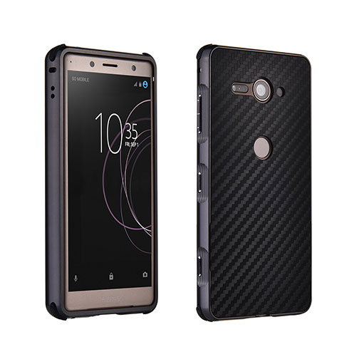 Funda Bumper Lujo Marco de Aluminio Carcasa para Sony Xperia XZ2 Compact Negro