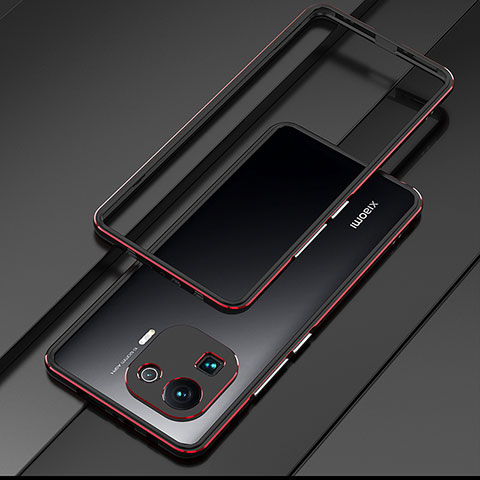 Funda Bumper Lujo Marco de Aluminio Carcasa para Xiaomi Mi 11 Pro 5G Rojo y Negro