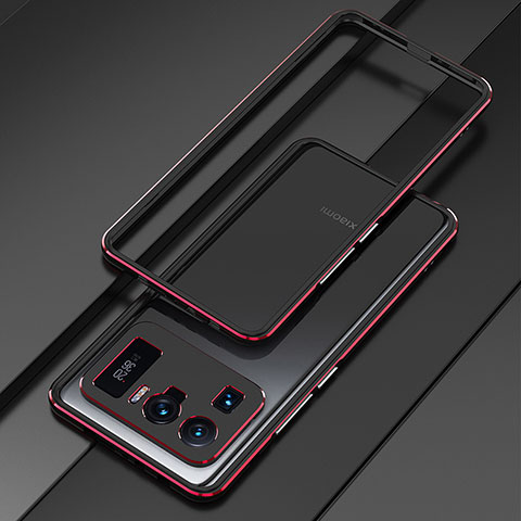 Funda Bumper Lujo Marco de Aluminio Carcasa para Xiaomi Mi 11 Ultra 5G Rojo y Negro