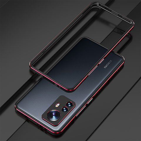 Funda Bumper Lujo Marco de Aluminio Carcasa para Xiaomi Mi 12 5G Rojo y Negro