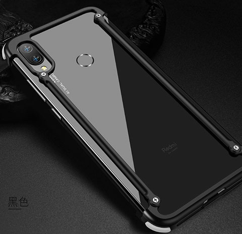 Funda Bumper Lujo Marco de Aluminio Carcasa para Xiaomi Redmi Note 7 Pro Negro