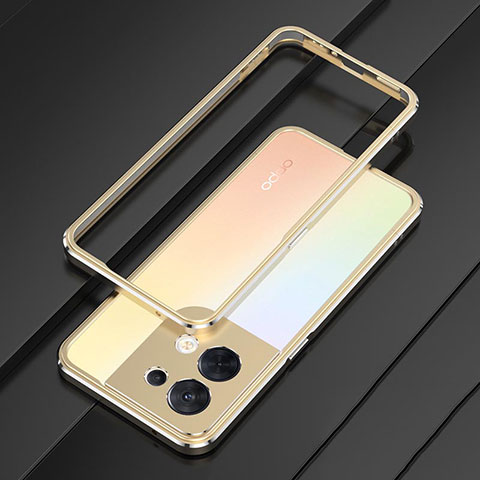 Funda Bumper Lujo Marco de Aluminio Carcasa S01 para Oppo Reno8 5G Oro